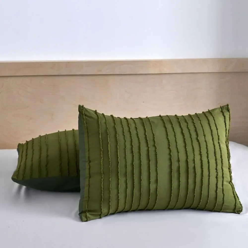 Set of 2, King Size Pillowcases (20x36 Inches) Striped Tufted Pillow Covers